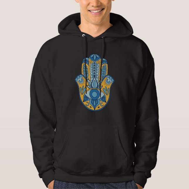 Hand of Hamsa Eye Hinduism Fatima Arabic Protect F Hoodie (Vorderseite)