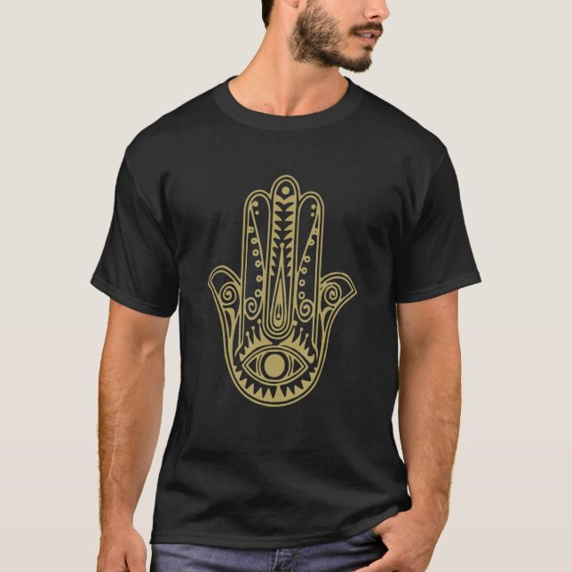 Hand of Hamsa Fatima Evil Turkish Tiger Eye T-Shirt (Vorderseite)
