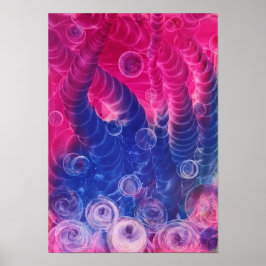 Hand Painted Abstract Art Pink and Blue Gouache Poster