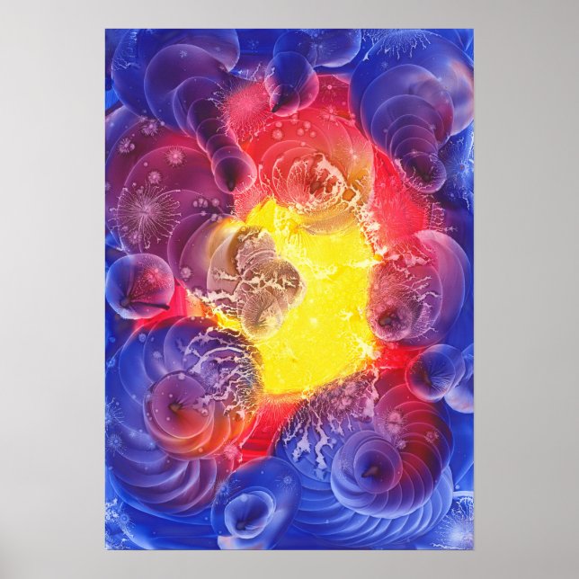 Hand Painted Abstract Cosmic Light Artwork Poster (Vorne)