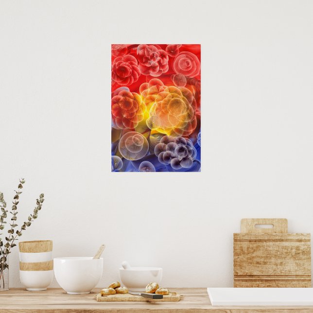 Hand Painted Abstract Floral Art  Poster (Küche)