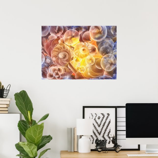 Hand Painted Abstract Flowers Gouache Fantasy Ar Poster (Heimbüro)