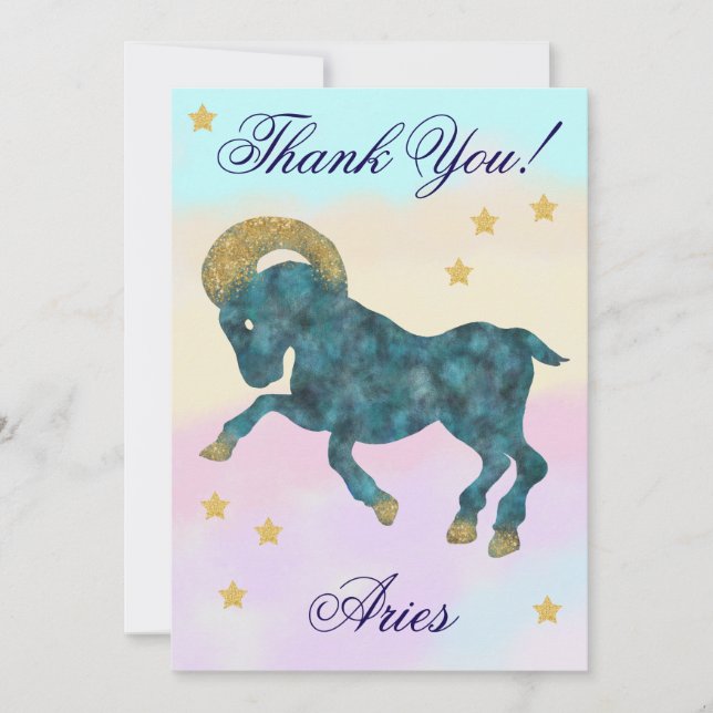 Hand-Painted Aries Birthday Thank You Dankeskarte (Vorderseite)