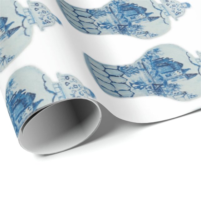 Hand Painted Blue and White Ginger Jar Geschenkpapier (Rolleneckpunkt)