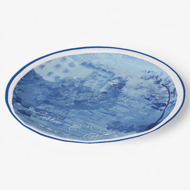 Hand Painted Blue Willow Ginger Jars Toile Pappteller (Schrägansicht)