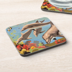Hand Painted By Number Playful Dolphins Getränkeuntersetzer