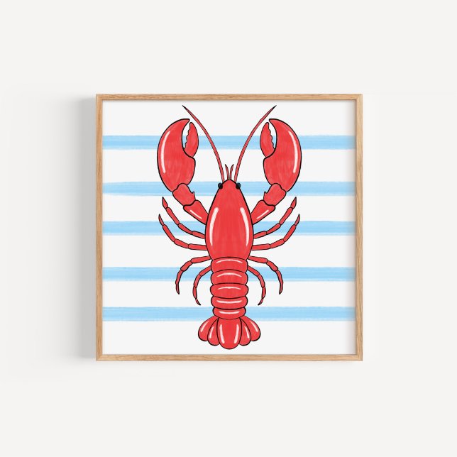 Hand-Painted Coastal Mediterranean Lobster Art Poster (Von Creator hochgeladen)