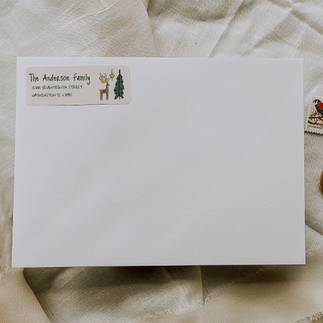 Hand Painted Cream Christmas Tree Reindeer Address (Von Creator hochgeladen)