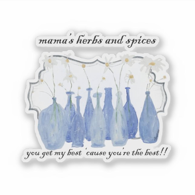 Hand Painted Daisy Rosemary Jar Bottle  Aufkleber (Vorderseite)