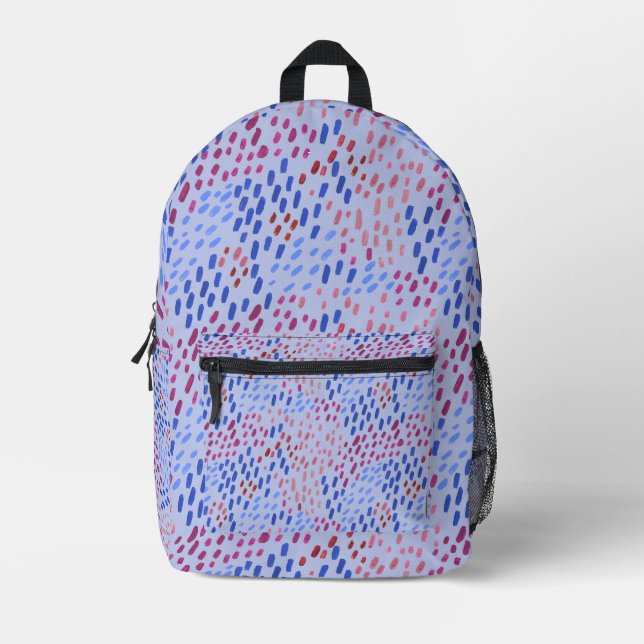 Hand Painted Dots Blue Periwinkle Bedruckter Rucksack (Vorderseite)