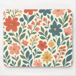 Hand-Painted Floral Pattern – Colorful Botanical  Mousepad
