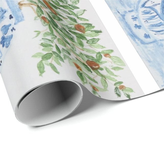 Hand Painted Ginger Jar Orange Tree Geschenkpapier (Rolleneckpunkt)