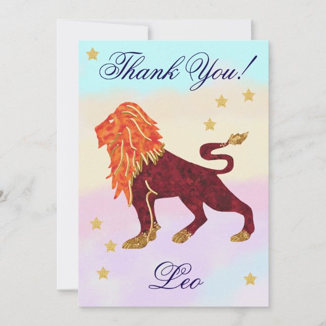 Hand-Painted Leo Birthday Thank You Dankeskarte (Vorderseite)