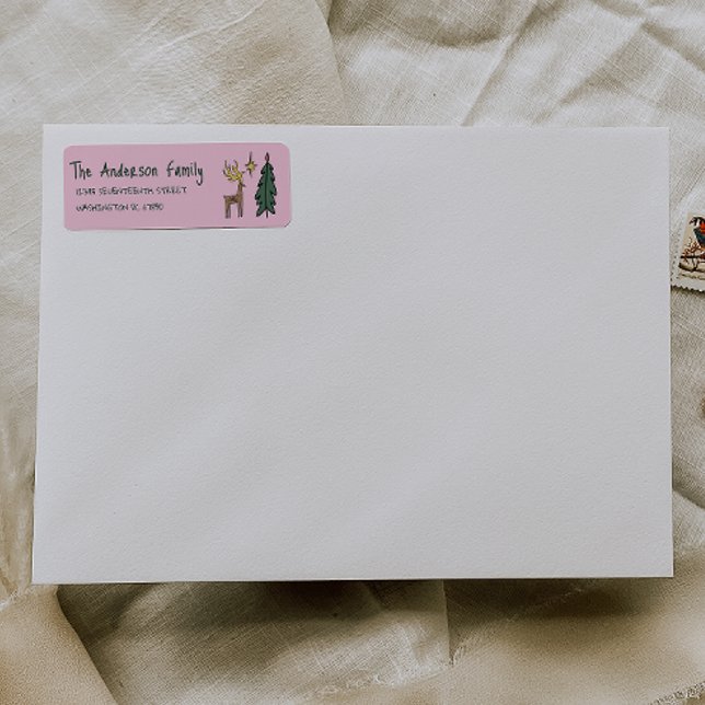 Hand Painted Pink Christmas Tree Reindeer Address (Von Creator hochgeladen)