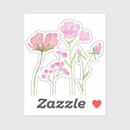 Hand-Painted Pink Wildflowers Illustration Aufkleber