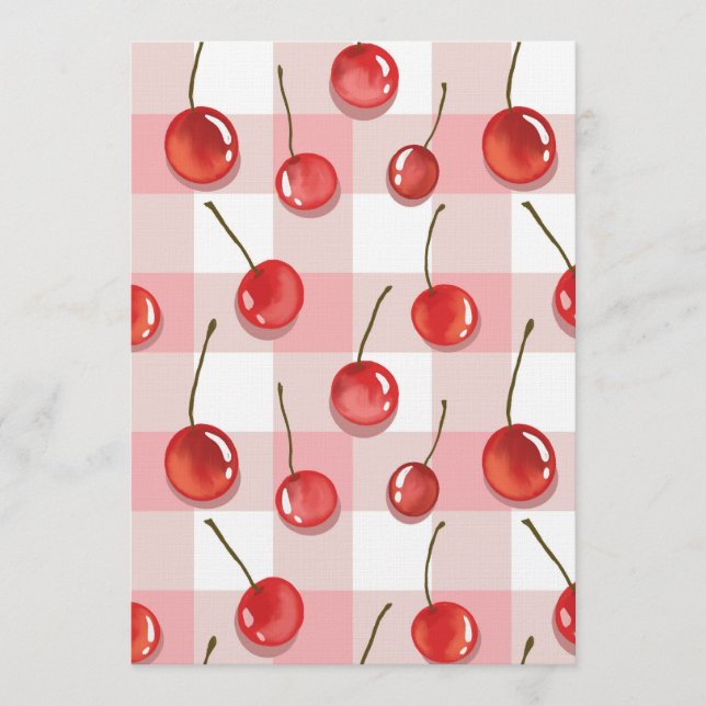 Hand-Painted Red Cherries Seamless Pattern Einladung (Vorderseite)