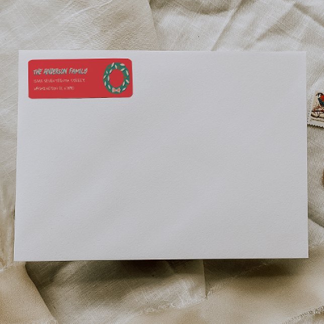 Hand Painted Red Green Christmas Wreath Address (Von Creator hochgeladen)