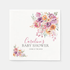 Hand-painted Rose Florals Baby Shower Serviette