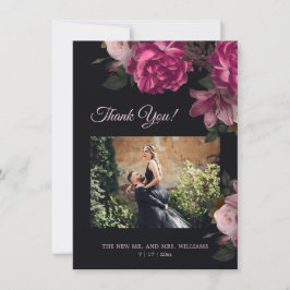 Hand Painted Roses Dark Romantic Wedding Dankeskarte