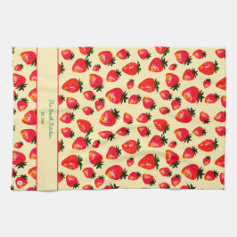 Hand-Painted Strawberry Personalized Boho Yellow Geschirrtuch