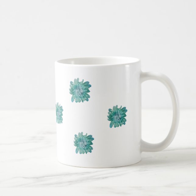 Hand-Painted Style Turquoise Floral Art Mug Kaffeetasse (Rechts)