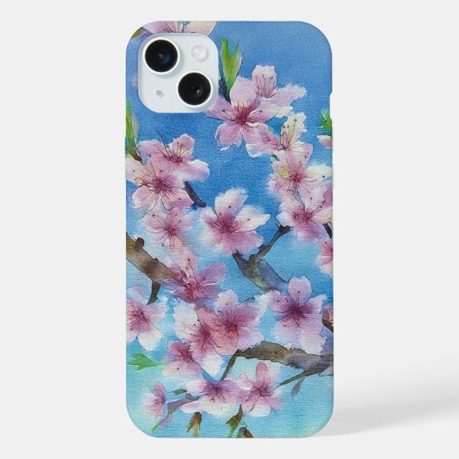 Hand Painted Trendy Watercolour Cherry Blossoms iPhone Hülle (Rückseite)