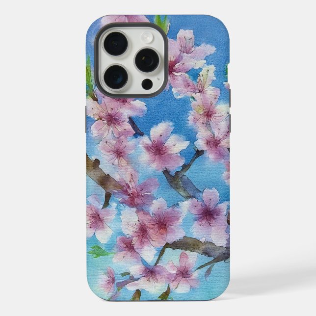 Hand Painted Trendy Watercolour Cherry Blossoms iPhone Hülle (Rückseite)