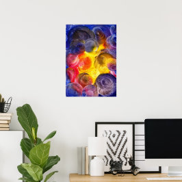 Hand Painted Vibrant Abstract Gouache Art Poster