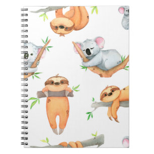 Hand painted watercolor pattern tropical cute anim notizblock