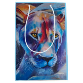 Hand Painted Wild Cat Portrait Mittlere Geschenktüte