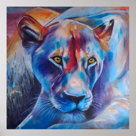 Hand Painted Wild Cat Portrait Poster
