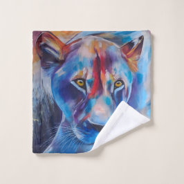 Hand Painted Wild Cat Portrait Waschlappen