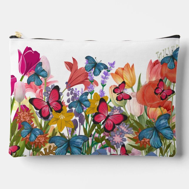 Hand painted wild floral print  zubehörtasche (Vorderseite)