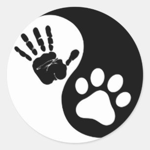 Hand Paw Yin Yang Runder Aufkleber