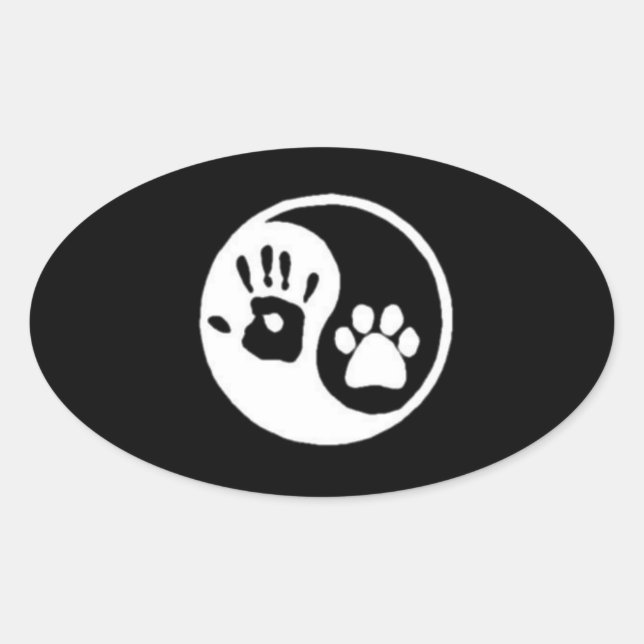 Hand/Paw Yin-Yang-Symbol Ovaler Aufkleber (Vorderseite)