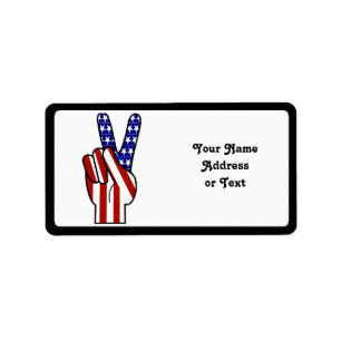 Hand Peace Sign - Red White & Blue Adressaufkleber
