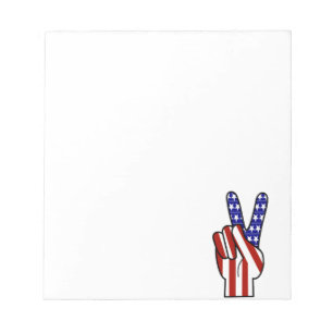 Hand Peace Sign - Red White & Blue Notizblock