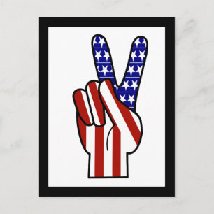 Hand Peace Sign - Red White & Blue Postkarte