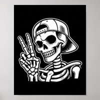Hand Peace Sign Retro Halloween Skeletthandsignatu