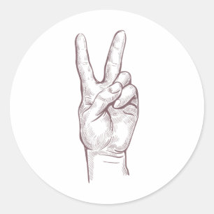 Hand Peace Sign Sieg Frauen Frieden Runder Aufkleber