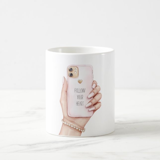 Hand phone chic pink nails kaffeetasse (Mittel)