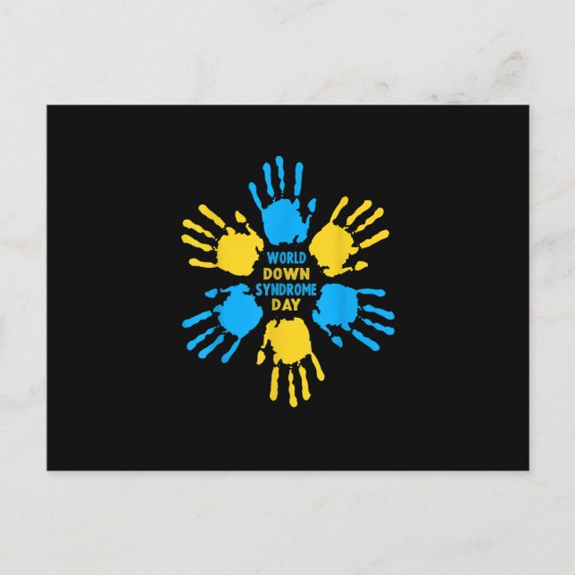 Hand Print World Down Syndrome Day T Shirt Frauen  Postkarte (Vorderseite)