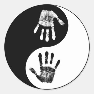 Hand Print-Yin-Yang.jpg Runder Aufkleber