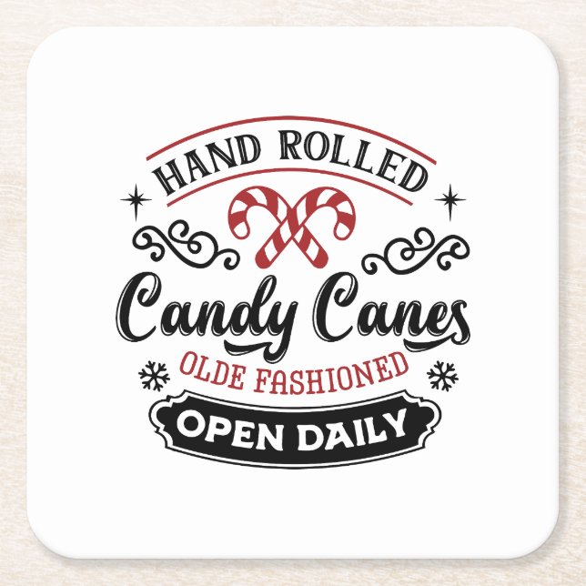 Hand Rolled Candy Cane | Bauernhof Rechteckiger Pappuntersetzer (Vorderseite)