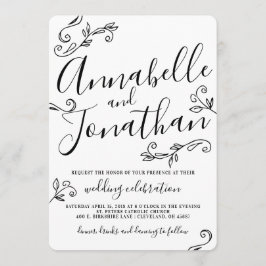 Hand schriftliche Kalligraphie verlässt Hochzeit Einladung