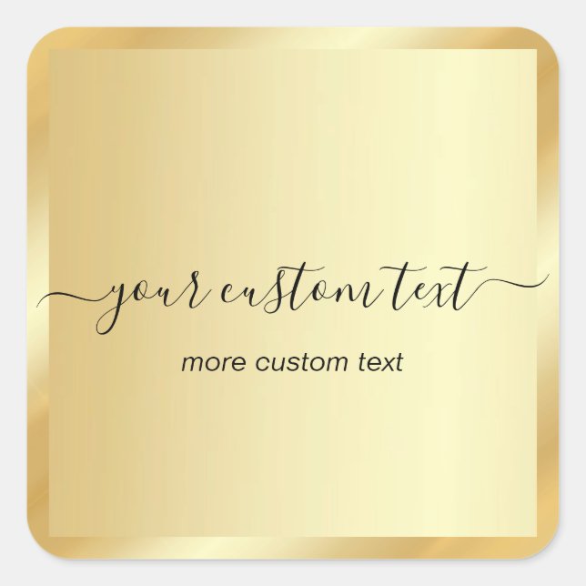 Hand Script Gold Template Your Custom Text Trendy Quadratischer Aufkleber (Vorderseite)