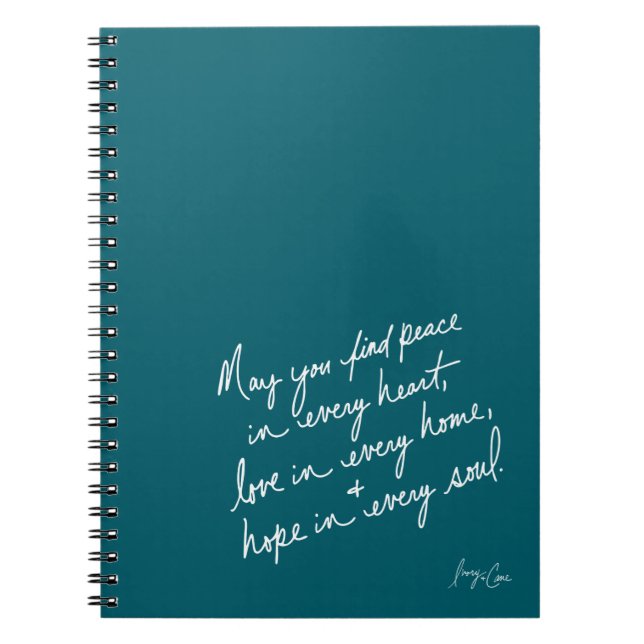 Hand-Scripted Peace Love & Hope Spiritual Notizblock (Vorderseite)