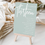 Hand Scripted Table DRITTEN   Guest Names Tischnummer<br><div class="desc">Einfache und schicke Tischnummer-Karten in Sage Green und Weiß machen eine elegante Aussage bei Ihrer Hochzeit oder Veranstaltung. Das Design enthält "Table [number]" in einem spannenden Mix aus klassischer Serif und handgeschriebenem Skriptsatz, darunter einzelne Gastnamen. Design wiederholt sich auf beiden Seiten. Einzelne nummerierte Karten werden separat verkauft; bestellen Sie jede...</div>