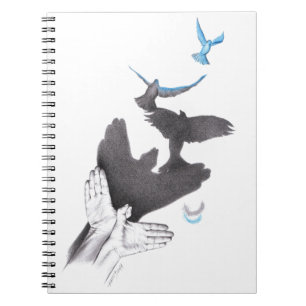 Hand shadow Flying birds Illusion Surreal art Notizblock