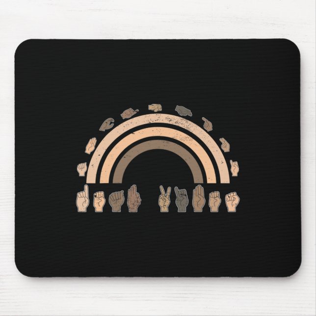 Hand Sign Language ASL Handgeste taube Villen awa Mousepad (Vorne)
